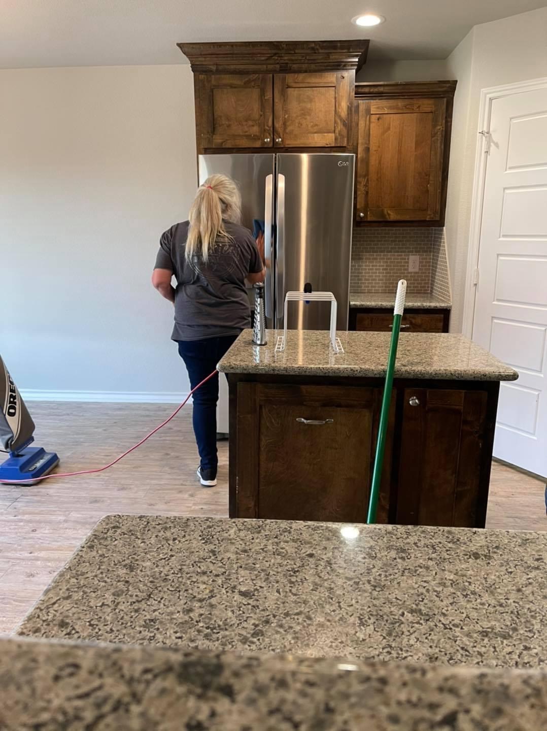 Cleaning a granite kitchen island in a new home
